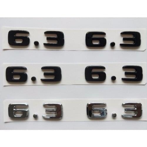 Chrome Matte Gloss Black Number 6.3 Fender Emblem Emblems Badges for Mercedes Benz AMG W207 W211 W212 W203 W204 W205 C63 E63