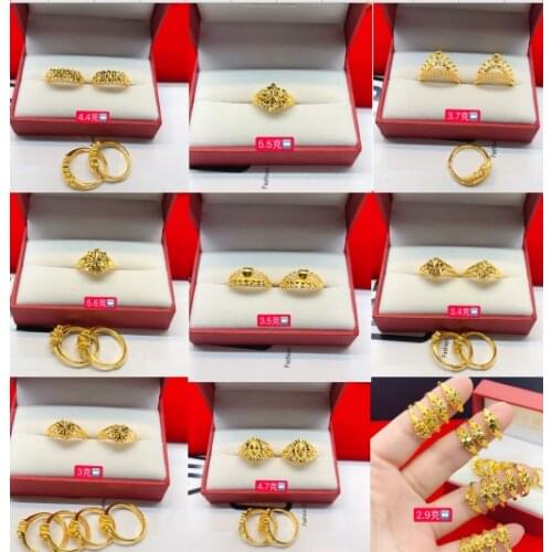 HX 24K Pure Gold Ring Real AU 999 Solid Gold Rings Elegant Shiny Heart Beautiful Upscale Trendy Jewelry Hot Sell New 2020