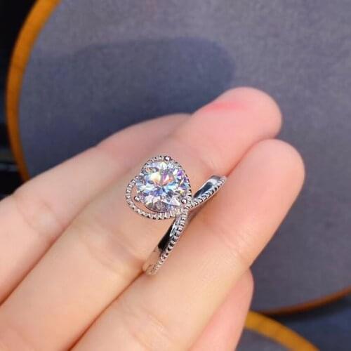 Newest style engagement ring crackling moissanite ring for women jewelry real 925 sterling silver 1 carat gem shiny party gift