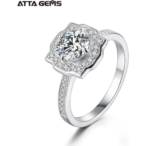 925 Silver Brilliant Cut Diamond Test Passed Moissanite Women Ring 1 Carat D Color Brilliant Cut VVS1 Moissanite Rings for Women