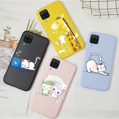 Cartoon Cat Phone Case For Samsung Galaxy A32 4G 5G A12 A52 A72 A32 M12 M21 M31 S M31S M30S Cover Silicone TPU Case Cute Bumper