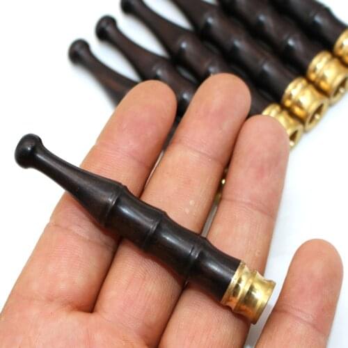 Ebony Wood Grain Solid Wood Pipe Circulating Filter Bamboo Modeling Cigarette Holder Mouthpiece Tobacco Pipe Filter Smoking Pipe