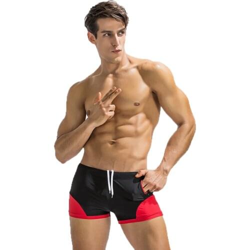 Man Men Nylon Swimwear Surf Board Shorts with Practical Zip Pockets Summer Fun Beach Wear Sexy Tight Fashion Male