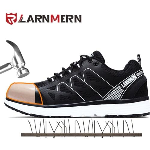 LARNMERN Mens Safety Work Shoes Steel Toe shoes Breathable Lightweight Anti-smashings Non-slip Reflective Protective shoes