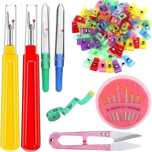 KAOBUY 137PCS Sewing Tools Set With Seam Rippers + Fabric Clips, Thread Remover Tool Kit With Thimble, Scissors, Sewing Needles
