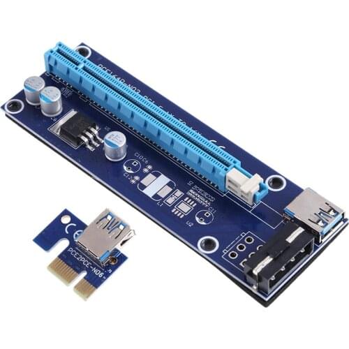 VER 006 PCI-E Riser Card for Bitcoin Miner Mining PCI Express 1x to 16x Extender Card PCIe USB 3.0 Cable SATA to 4Pin Power