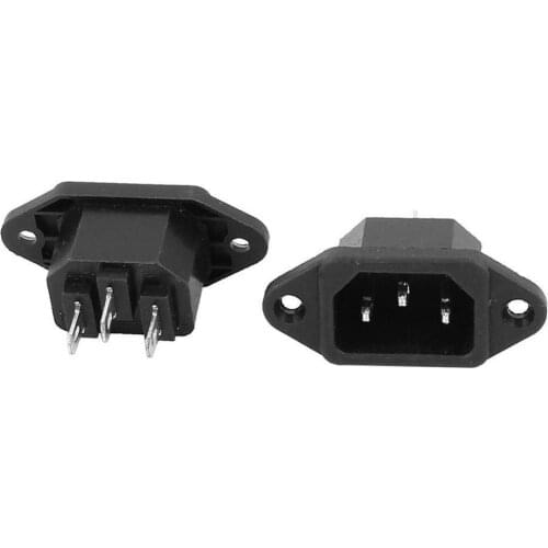 AC 250V 10A C14 Mount Male Plug 3 Pins Panel Socket ear F7Q8 H2T8 Conn socket Inlet V9M9 Fixed-hole with C5Z3