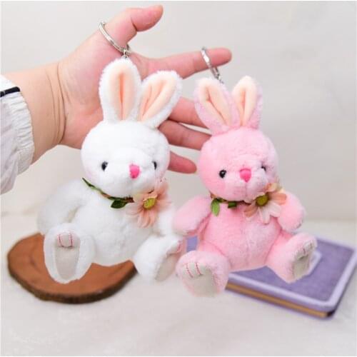 Pretty new Cute Stylish soft Popular Cute sun flower bunny rabbit pendant Exquisite Keychain Soothing doll christmas gift