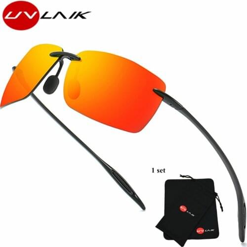 UVLAIK Vintage Titanium Polarized Sunglasses Driver Goggles Classic Brand Rimless Sun glasses Driving Eyewear For Men Women