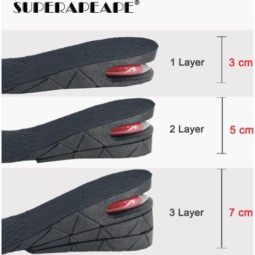 3-7cm Height Increase Insole Cushion Height Lift Adjustable Cut Shoe Heel Insert Taller Support Absorbant Foot Pad shoe insole