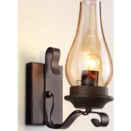 Retro loft light bedside lamp bedroom living room aisle corridor hotel restaurant cafe light vintage wall lamp sconce