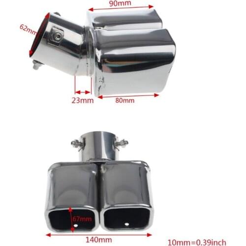Universal Stainless Steel Car Rear Round Exhaust Dual Pipe Tail Throat Muffler