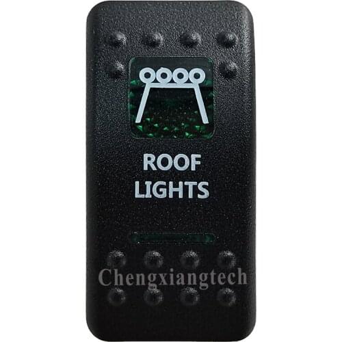Green Printed Switch Cap -ROOF LIGHTS- for 12V 20A 5Pin On Off SPST Led Light Bar Car Boat Rocker Switch, COVER Only