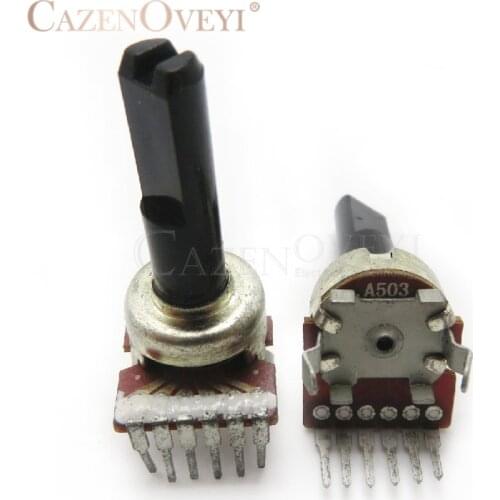 1pcs/lot RK1212G vertical double volume potentiometer B503 B50K / rachis white shell handle length 10mm 13mm In Stock