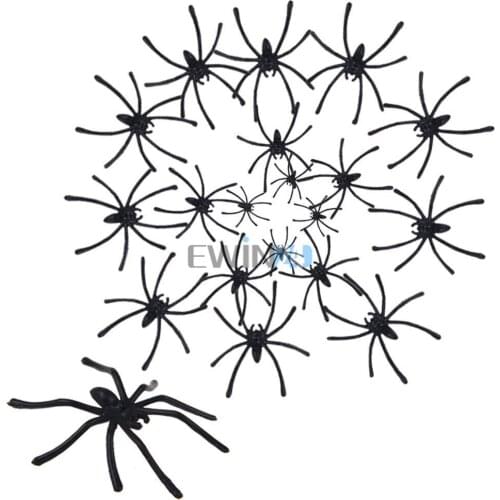 20X Packs Of 20 Black Creepy Spider Plastic Toys Prop For Halloween Party Make Joke