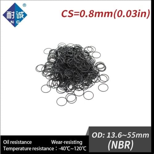 5PCS/lot Rubber Black NBR CS0.8mm OD13.6/18/22.3/25/30.6/32.8/42/47/55mm O Ring Gasket Oil resistant waterproof Nitrile rubber