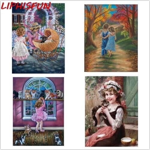 5D DIY Diamond Painting Girl Diamond Embroidery Little Girl Picture Of Rhinestone Modern Home Decor Needlework Full Square Round