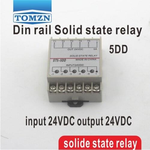 5DD 5 Channel Din rail SSR quintuplicate five input output 24VDC single phase DC solid state relay