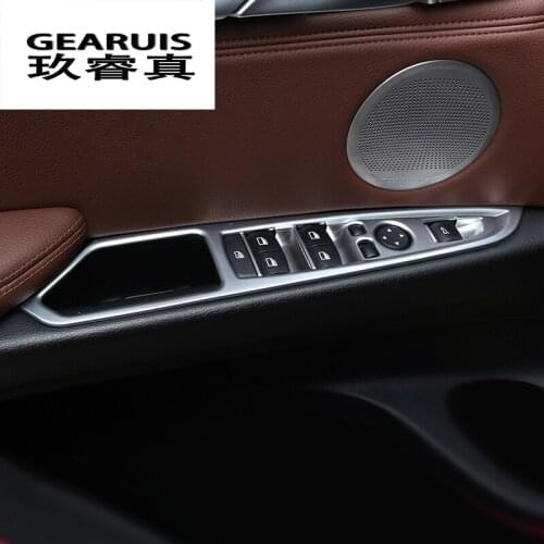 Car styling Window Lifter Control Frame Window Switch Decor Armrest Panel Cover Stickers For BMW X5 X6 f15 f16 auto Accessories