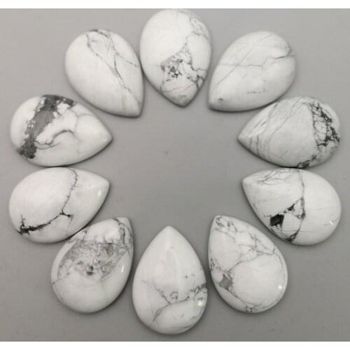 Fashion natural stone 25X18mm Single arc teardrop white CAB cbochon bead for jewelry making 20pcs charm accessories