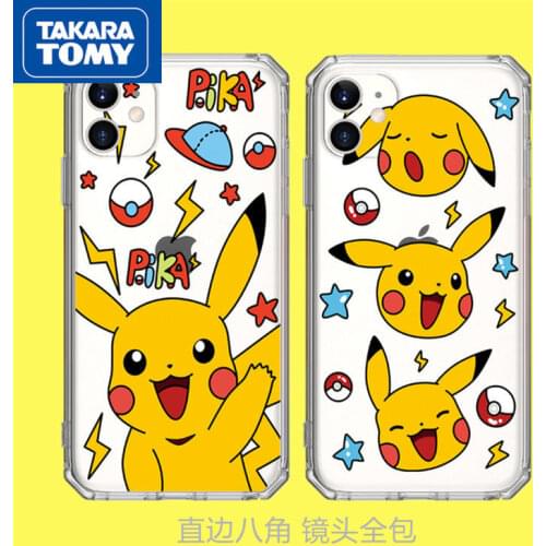 TAKARA TOMY Pokemon Pikachu Hand-painted Phone Case for IPhone 7/8P/X/XR/XS/XSMAX/11/12Pro/12min Phone Couple Case Cover
