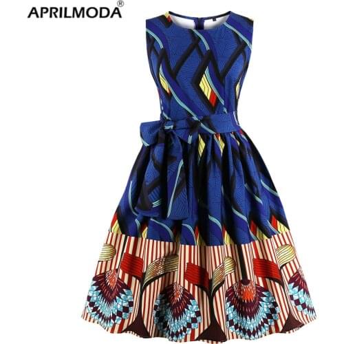 Elegant African Women Office Dress 50s Vintage Pin Up A Line Fashion Lady Work Wear Retro Tunic High Waist Midi Pleated Jurken