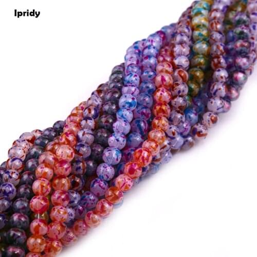 Ipridy Two Color Opaque effect Mixed Spray Painted Round Glass Bead Strands, 6mm 8mm 10mm 12mm Hole: 1.5mm 10 strands/lot
