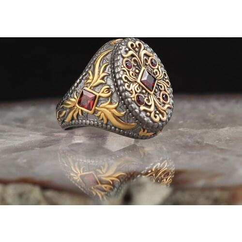 Zircon Stone Edging Plated 925 Sterling Silver Men 'S Ring