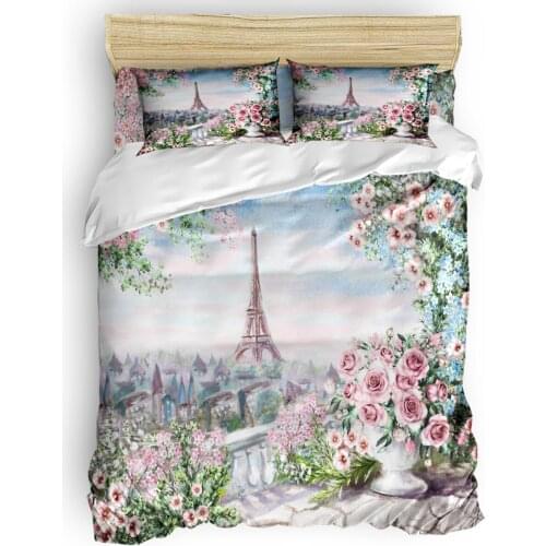 Flowers Paris Watercolors France Garden Duvet Cover Set 2/3/4pcs Bedding Set Bed Sheet Pillowcases Cover Set