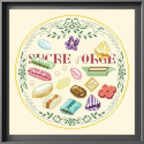 Candies cross stitch kits foods aida fabric 18ct 14ct 11ct light yellow cotton thread embroidery kits DIY craft set