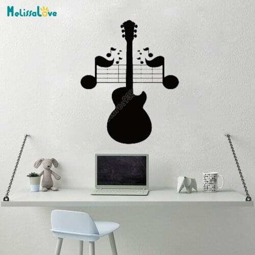 Creative Design Guitar Music Note Pulse Music Enthusiast Decal Bedroom Home Window Decor Removable Vinyl Wall Stickers B645