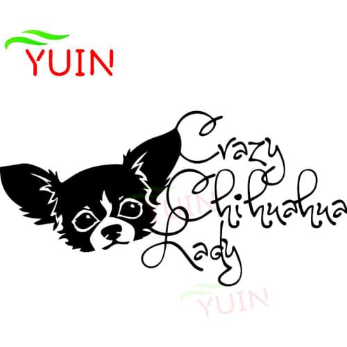 Crazy Chihuahua Lady Dog Pet Sticker Fashion Car Window Decoration PVC Waterproof Sunscreen Decal Black/White/Red/Laser/Silver