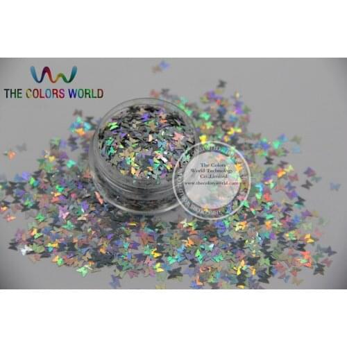 L-1 Size 3 mm laser holographic silver color Glitter paillette butterfly shape spangles for Nail Art and DIY supplies1pack=50g
