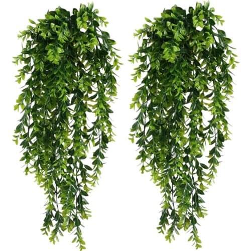 Hot 2Pcs Artificial Trailing Plants Fake Hanging Plants Faux Foliage Greenery Plant for Garden Hanging Pot Basket Decor
