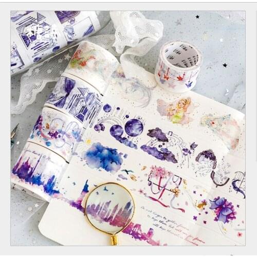 Mystery of Clouds dream castle cloud shadow butterfly pendant wind girl gold washi tape DIY planner scrapbooking masking tape