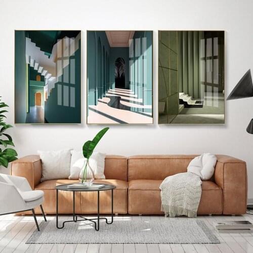 Wall Art Aabstract Stereoscopic Space Pattern Interior Building Nordic Style Posters Canvas Painting Pictures For Living Room