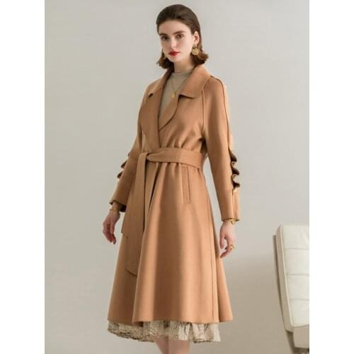 New autumn winter wool coat women elegant vintage velvet blend loose thick long slim cardigan cashmere coat female