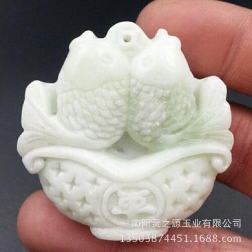 Natural White Jade Chinese Fish Pendant Necklace Fashion Jewellery Accessories Hand-Carved Lucky Amulet Gifts for Women