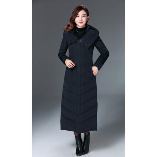 Fashion Womens Jacket Hooded White Duck Down Coat Women Long Parka Solid Padded Jackets Casaco De Inverno WXF393