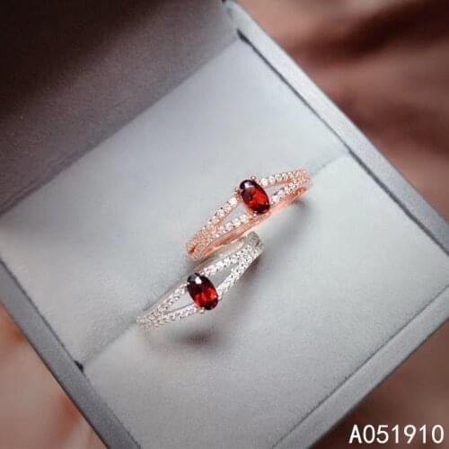 KJJEAXCMY boutique jewelry 925 sterling silver inlaid natural Garnet gemstone female ring support detection popular