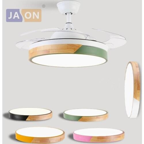 LED Nordic Iron Acryl ABS Wood Remote Control Ceiling Fan LED Lamp.Ceiling Lights.LED Ceiling Light.Ceiling Lamp For Foyer