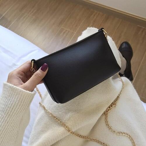 Simple Fashion Women Crossbody Bag PU Leather Chain Shoulder Bag Female Small Messenger Bags Lady Purse Chic Solid Phone Bags