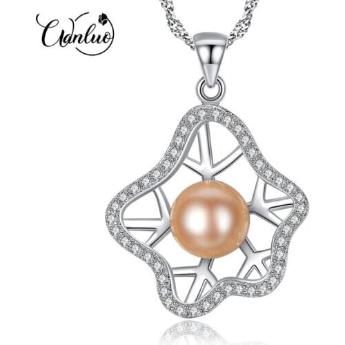 WANLUO Brand Romantic 925 Sterling Silver Necklace Natural Pink FreshWater Pearl Pendant S925 Fine Jewelry For Women Party Gift