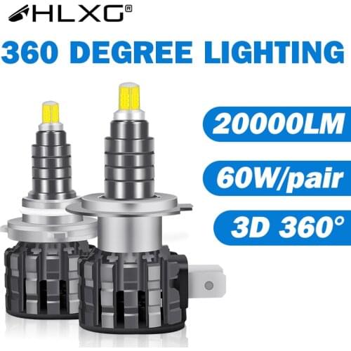 HLXG H11 Led Car Lamps 6000K White 20000LM 360 LED H4 H7 H1 9005 9006 HB3 HB4 H9 Fog Light Replace Bulb Headlight Turbo LED