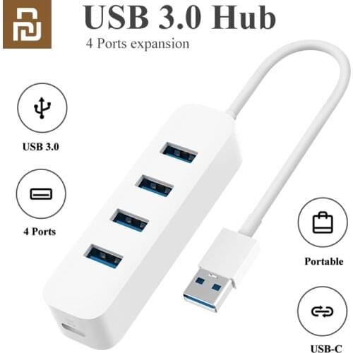 Youpin 4 Ports USB3.0 Hub with Stand-by Power Supply Interface USB Hub Extender Extension Connector Adapter for PC Laptop