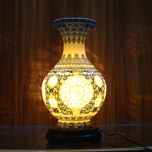 Vintage chinese porcelain ceramic table lamp bedroom living room wedding table lamp Jingdezhen