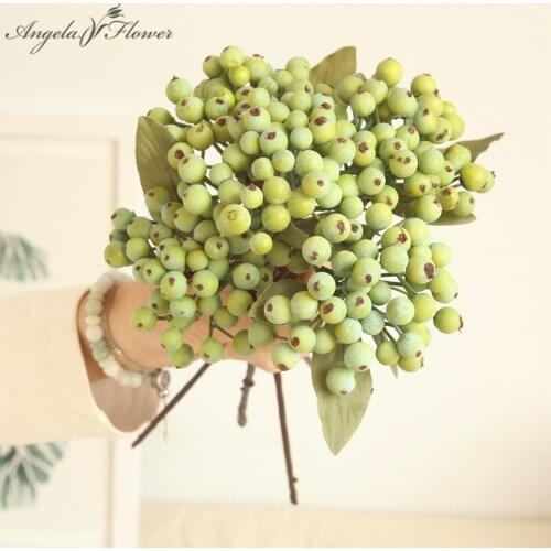 Green bean branch berry combination artificial fruit home office garden Christmas tree decor DIY wedding holiday flower plants