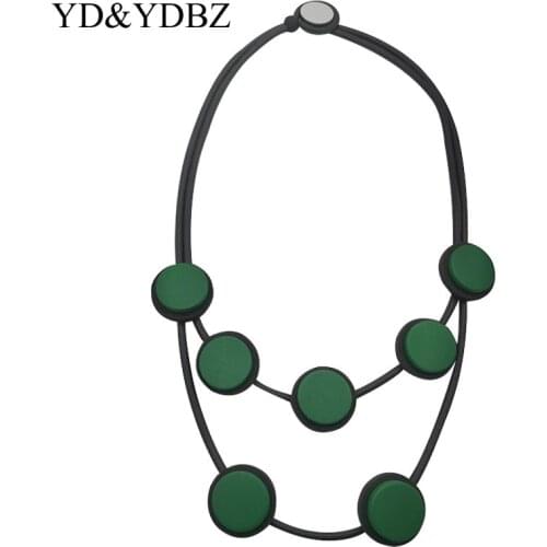 Green Wooden Necklace Choker Art Handmade Mature Jewelry for Women Moms gift Black minimalist Punk Goth Style Diy Wedding Fashio