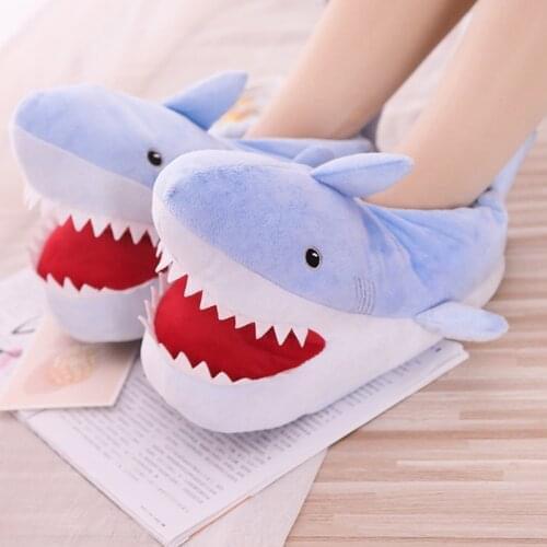 Cartoon Shark Funny Shoes Girls Lovely Indoor Slippers Ladies Home Shoes 2021 Fashion Plush Warm Slippers Women Winter Shoes