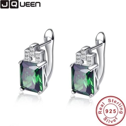 Fashion Silver 925 Jewelry Green Hope Emerald Cut 925 Sterling Silver Earrings Emerald Clip Earrings for Women with Stones
